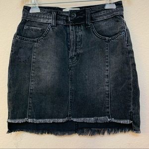 Band of Gypsies Gray EVE Distressed Denim Skirt
